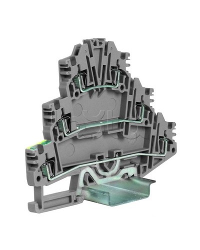 Зажим трех-уровневый c заземлением на нижнем уровне 2,5 кв.мм, серый DKC ZHL500GR в Орле Держатели, клипсы, скобы Pintop.ru