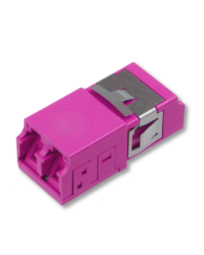 Оптический адаптер OM4, дуплекс LC, без фланцев, со шторками, пурпурный Eurolan (36A-40-2L-11MG) в Орле Проходные адаптеры и розетки оптические Pintop.ru