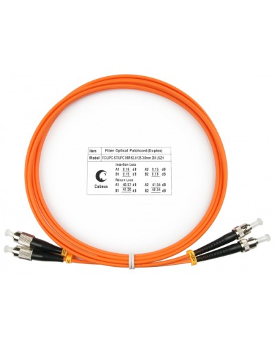 Шнур оптический duplex FC-ST 62,5/125 mm 1,5м LSZH Cabeus FOP-62-FC-ST-1,5m в Орле Патч-корды оптические Pintop.ru