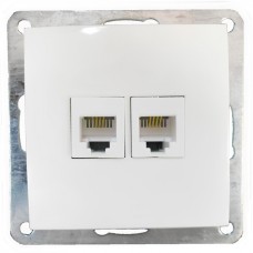 Розетка телефонная двойная 2хRJ-11 с накладкой (белый) LK60 (865604-1)