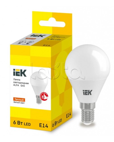 Лампа LED ALFA G45 шар 6Вт 230В 3000К E14 IEK (LLA-G45-6-230-30-E14) в Орле Источники света(Лампы) Pintop.ru
