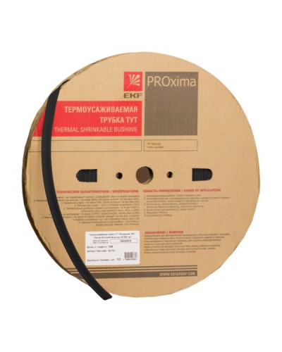 Термоусаживаемая трубка ТУТ нг 16/8 черная рулон EKF PROxima (tut-16-b) в Орле Аксессуары для кабель-канала Pintop.ru