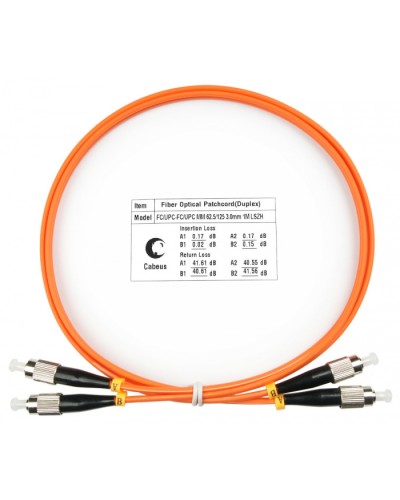 Шнур оптический duplex FC-FC 62,5/125 mm 1м LSZH Cabeus FOP-62-FC-FC-1m в Орле Патч-корды оптические Pintop.ru