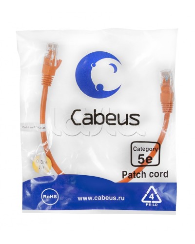Патч-корд медный U/UTP кат.5е (0,3м) LSZH (оранжевый) Cabeus (PC-UTP-RJ45-Cat.5e-0.3m-OR-LSZH) в Орле Патчкорды (медные) Pintop.ru