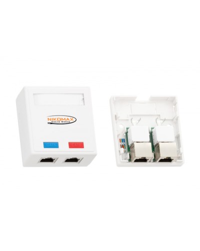 Розетка RJ45 2 порта, кат.5e белая NIKOMAX (NMC-WO2SD2-FT-ST-WT) в Орле Розетки компьютерные и телефонные Pintop.ru