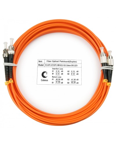 Шнур оптический duplex FC-ST 62,5/125 mm 5м LSZH Cabeus FOP-62-FC-ST-5m в Орле Патч-корды оптические Pintop.ru