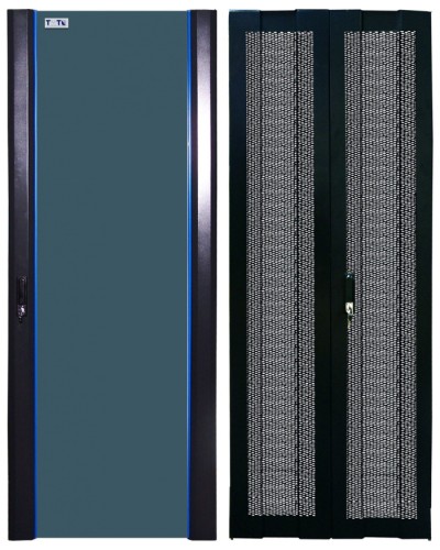 Комплект дверей 42U, 600 мм, черный, передняя - стекло, задняя - распашная перфорированна TWT TWT-CBB-DR42-6x-S-GP в Орле Аксессуары для стоек и шкафов Pintop.ru