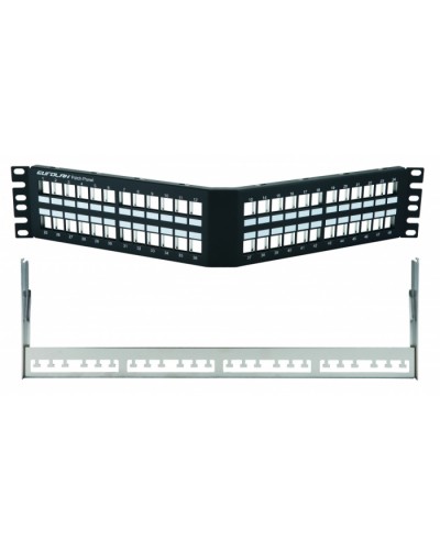 Коммутационная угловая панель 19” наборная, FTP, 2U, 48 портов, черный Eurolan (27A-00-48BL) в Орле Патч-панели Pintop.ru
