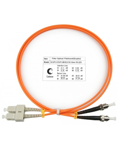 Шнур оптический duplex SC-ST 62,5/125 MM 1 м LSZH Cabeus FOP-62-SC-ST-1M в Орле Патч-корды оптические Pintop.ru