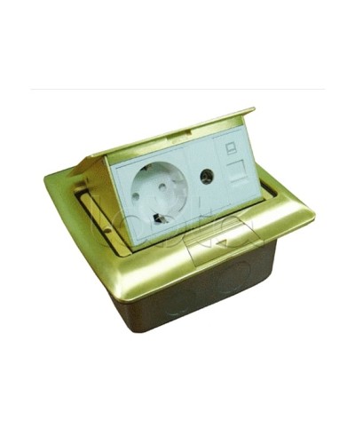 Люк встраиваемый на 1,5 модуля (45х45 мм) с коробкой, латунь, IP44 Экопласт 70023 в Орле Системы лючков и колонн Pintop.ru