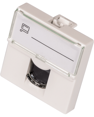 Вставка Mosaic 45x45, RJ-45 UTP, кат.6, со шторкой и увеличенным окном маркировки, белая LANMASTER LAN-SIP-23U6-WH в Орле Аксессуары для кабель-канала Pintop.ru