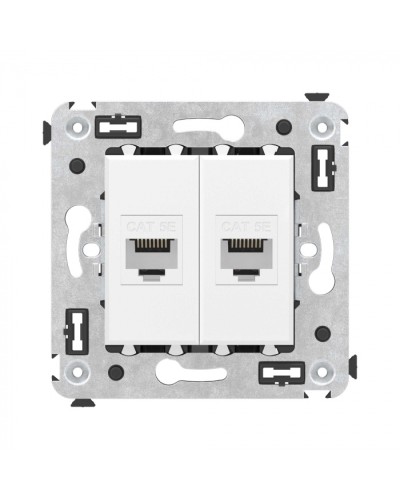 Компьютерная розетка RJ-45 без шторки в стену, кат.5е двойная, Avanti, Белое облако DKC 4400664 в Орле Розетки компьютерные и телефонные Pintop.ru