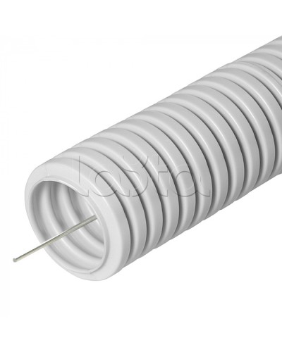 Труба ПВХ гибкая гофрированная д.16мм, лёгкая с протяжкой, 100м, цвет серый Cabeus (FCPL-16-PVC-100-1-GY) в Орле Труба гофрированная Pintop.ru