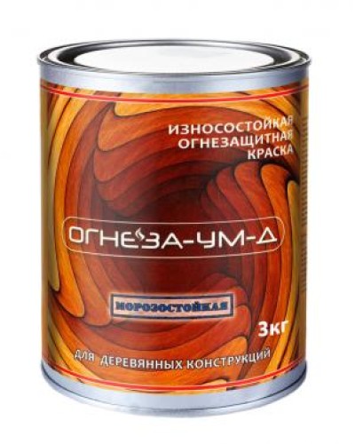Краска огнезащитная вспучивающаясядля древесины Огнеза марки «ОГНЕЗА-УМ-Д» атмосферостойкая, ведро 3 кг., цвет серый в Орле Огнезащитные краски Pintop.ru