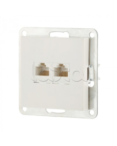 Розетка компьютерная двойная 2хRJ-45 кат.5е с накладкой (белый) LK80 Экопласт (846204-1) в Орле Розетки компьютерные и телефонные Pintop.ru