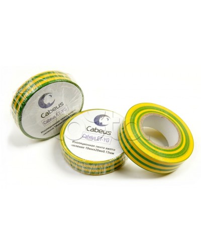Лента изоляционная (желто-зеленая) Cabeus ET-YG в Орле Аксессуары для кабель-канала Pintop.ru