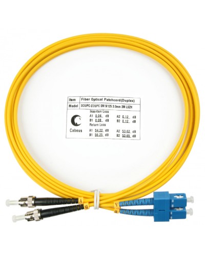 Шнур оптический duplex SC-ST 9/125 SM 2 м LSZH Cabeus FOP(d)-9-SC-ST-2M в Орле Патч-корды оптические Pintop.ru