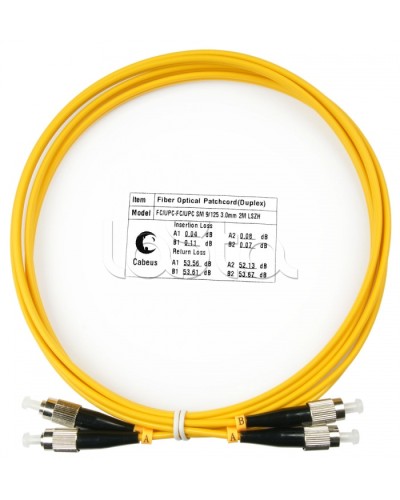 Шнур оптический duplex FC-FC 9/125 sm 2м LSZH Cabeus FOP(d)-9-FC-FC-2m в Орле Патч-корды оптические Pintop.ru