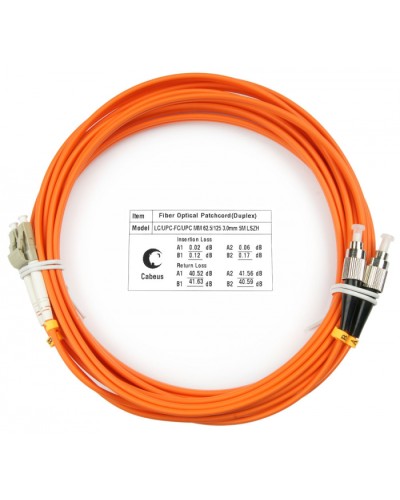 Шнур оптический duplex LC-FC 62,5/125 mm 10м LSZH Cabeus FOP-62-LC-FC-10m в Орле Патч-корды оптические Pintop.ru