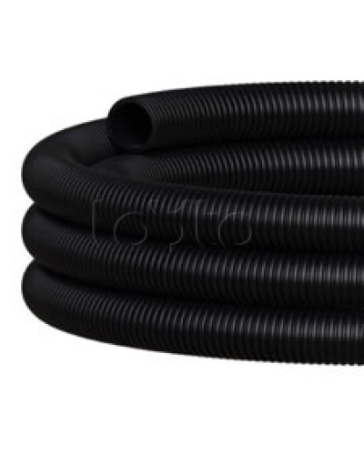 NR040 Двустен. труба ПНД гибкая откр. прокладки, SN29, с зондом, D40мм (50м) чёрный Экопласт (801040HFR-UF-BL) в Орле Труба гофрированная Pintop.ru