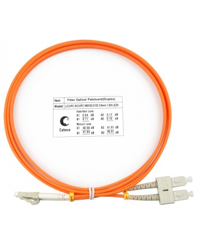 Шнур оптический duplex LC-SC 62,5/125 mm 1,5м LSZH Cabeus FOP-62-LC-SC-1,5m в Орле Патч-корды оптические Pintop.ru