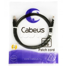 Патч-корд 2xRJ-45/8P8C U/UTP кат.5е (2 м) Cabeus PC-UTP-RJ45-CAT.5E-2M-BK