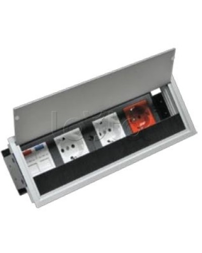 Люк настольный встраиваемый на 4 модулей (45х45мм) с крышкой, алюминий IP20 Экопласт 70044 в Орле Системы лючков и колонн Pintop.ru