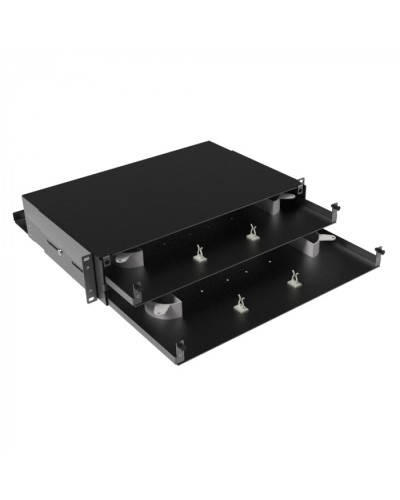 Оптическая полка выдвижная, без лицевой панели, неукомплектованная, 2U, черная DKC RNFPE2U48 в Орле Полки для шкафов и стоек Pintop.ru