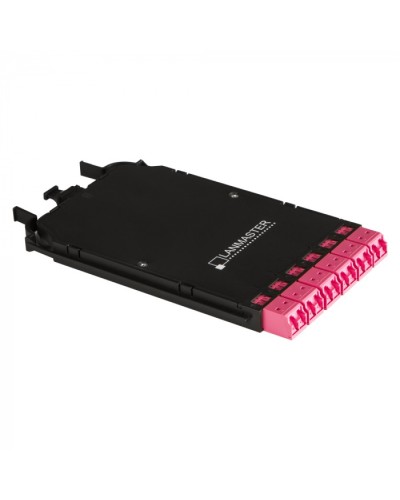 Компактная MPO кассета OM4, 12xLC, тип B, низкие потери, черная LANMASTER (LAN-MCCB-1M-12LC/OM4) в Орле Патч-корды оптические Pintop.ru