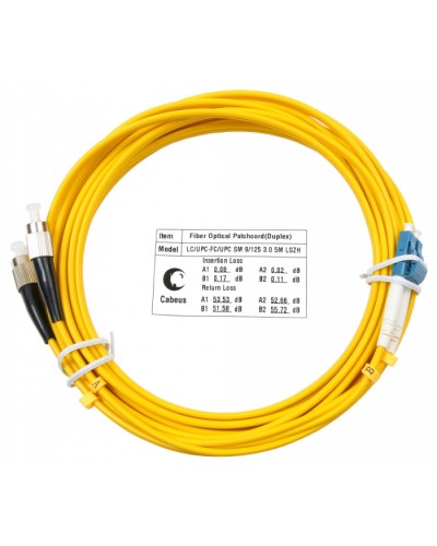 Шнур оптический duplex LC-FC 9/125 sm 7м LSZH Cabeus FOP(d)-9-LC-FC-7m в Орле Патч-корды оптические Pintop.ru