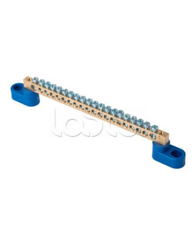 Шина 0 N (6х9мм) 20 отверстий латунь 2 синих угловых изолятора EKF PROxima (sn0-2-63-20) в Орле Аксессуары для стоек и шкафов Pintop.ru