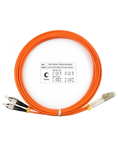 Шнур оптический duplex LC-FC 62,5/125 mm 3м LSZH Cabeus FOP-62-LC-FC-3m в Орле Патч-корды оптические Pintop.ru