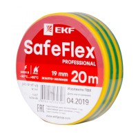 Изолента ПВХ желто-зеленая 19мм 20м серии SafeFlex EKF (plc-iz-sf-yg)