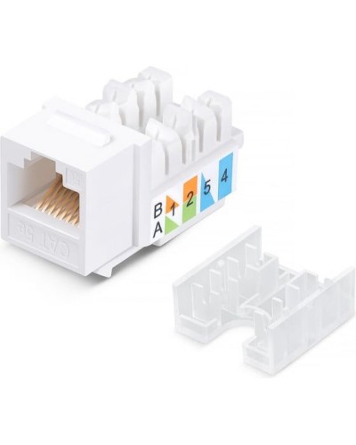 Модуль Keystone Jack RJ-45(8P8C), UTP неэкранированный, CAT 5e, тип 90 градусов, белый REXANT PRO 02-0064 в Орле Модули Keystone Pintop.ru