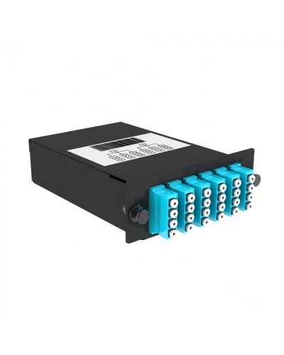 Кассета кроссовая 2 разъема черный Cabeus (FO-OM3-2x12MPO(m)/U-24xLC/U-A-BK) в Орле Кросс оптический Pintop.ru