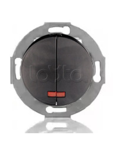 Выключатель двухклавишный Экопласт (схема 5L) с индикатором 10 A, 250 B (черный ) Vintage в Орле Розетки компьютерные и телефонные Pintop.ru