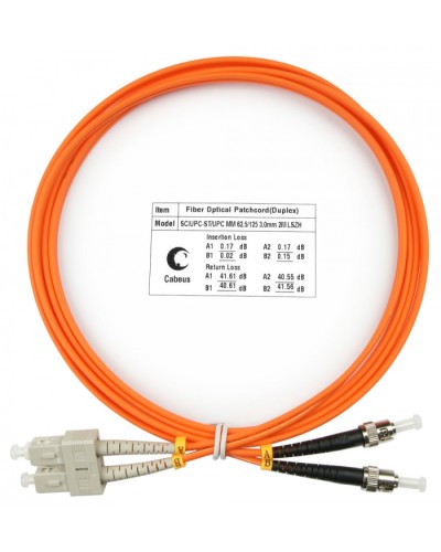 Шнур оптический duplex SC-ST 62,5/125 mm 2м LSZH Cabeus FOP-62-SC-ST-2m в Орле Патч-корды оптические Pintop.ru