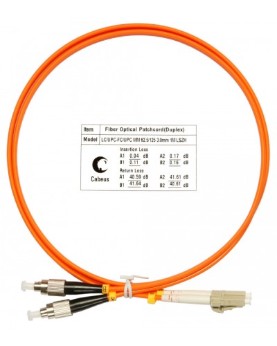 Шнур оптический duplex LC-FC 62,5/125 mm 1м LSZH Cabeus FOP-62-LC-FC-1m в Орле Патч-корды оптические Pintop.ru