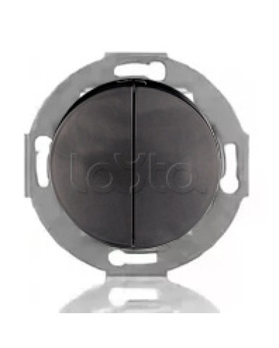 Выключатель двухклавишный Экопласт (схема 5) 10 A, 250 B (черный ) Vintage в Орле Розетки компьютерные и телефонные Pintop.ru