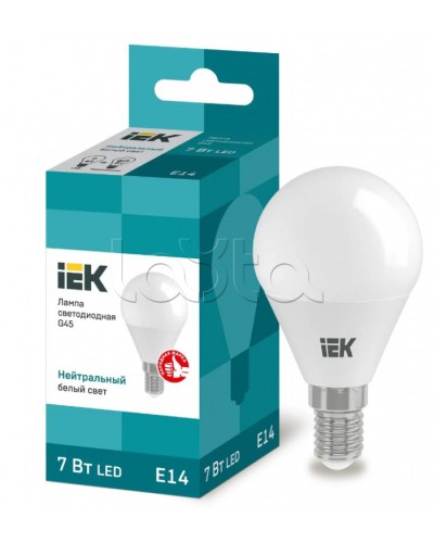 Лампа светодиодная LED 7вт E14 белый матовый шар ECO IEK (LLE-G45-7-230-40-E14) в Орле Источники света(Лампы) Pintop.ru