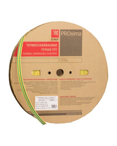 Термоусаживаемая трубка ТУТ нг 50/25 жел-зел рулон EKF PROxima (tut-50-yg) в Орле Аксессуары для кабель-канала Pintop.ru
