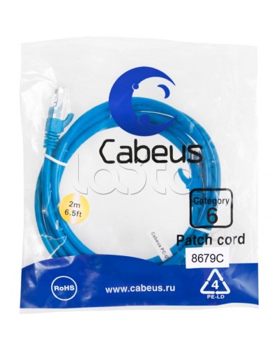 Патч-корд U/UTP Cabeus PC-UTP-RJ45-Cat.6-2m-BL-LSZH в Орле Патчкорды (медные) Pintop.ru