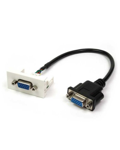 Вставка Mosaic 22.5x45 с адаптером VGA D-SUB HDB-15 мама, со шнуром 3 м мама, белая LANMASTER LAN-WA-LP-VGA-FF-3.0 в Орле Коммутационные изделия Pintop.ru