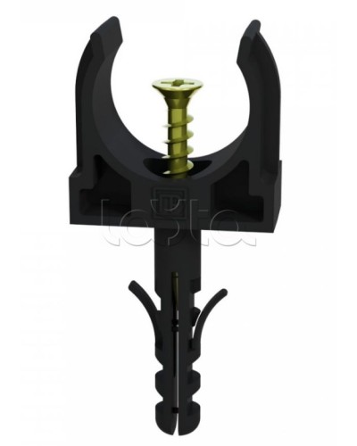 Крепеж-клипса с дюбелем и саморезом черная д25 в малой упаковке (10шт/450шт уп/кор) Промрукав (PR13.0313) в Орле Держатели, клипсы, скобы Pintop.ru