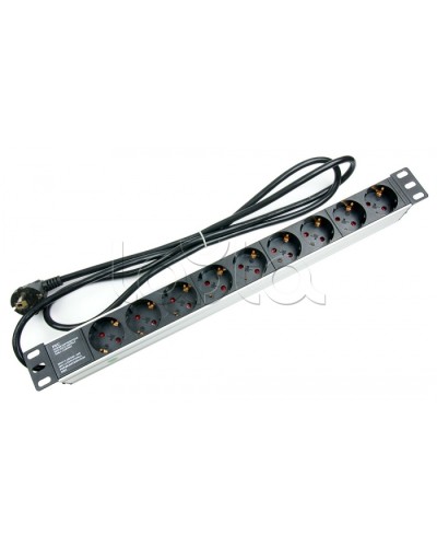 Блок на 9 розеток EU горизонтальный для 19 шкафов Cabeus (PDU-9P-2EU) в Орле Блоки розеток Pintop.ru