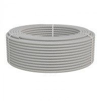 Труба ПНД-FRUF гофрир. легкая, с зондом, без галогена, трудногорючая, атмосферостойкая,цвет серый, диам. 16мм (100м) Экопласт (20116HFR-UF)