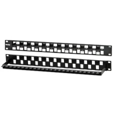 Патч-панель модульная 19", 1U, 24 порта, Flat Type, для модулей Keystone Jack, с задним кабельным организатором (без модулей) Hyperline PPBL3-19-24S-RM