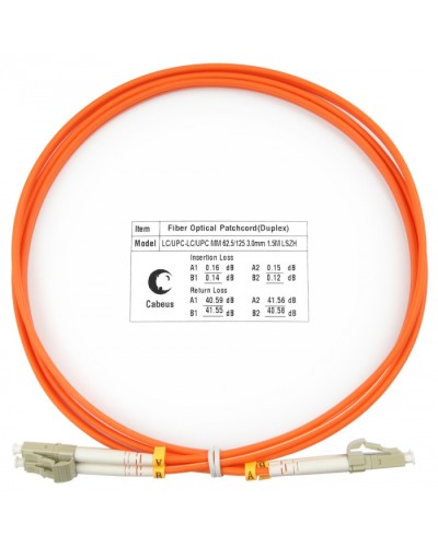 Шнур оптический duplex LC-LC 62,5/125 mm 1,5м LSZH Cabeus FOP-62-LC-LC-1,5m в Орле Патч-корды оптические Pintop.ru