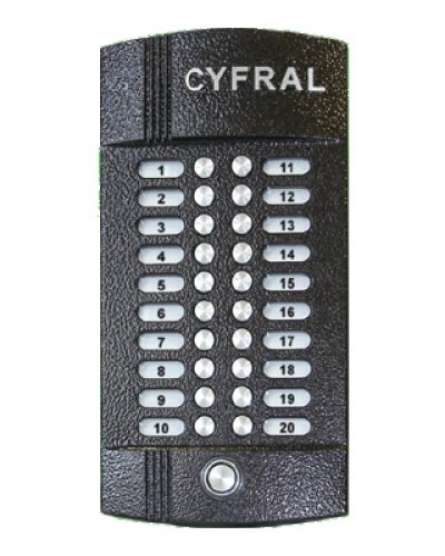 Блок вызова аудиодомофона на 20 абонентов Цифрал M-20M/T в Орле Блоки вызова многоабонентные Pintop.ru