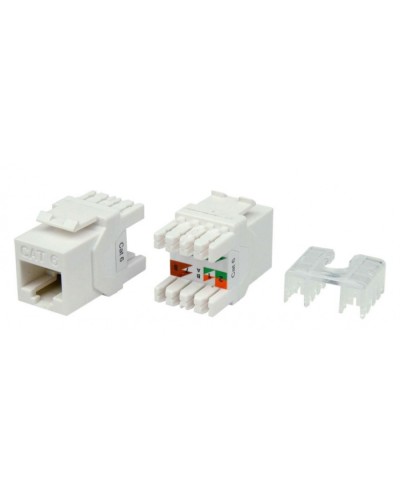 Вставка Keystone Jack RJ-45(8P8C) Hyperline KJ8-8P8C-C6-180-WH в Орле Модули Keystone Pintop.ru